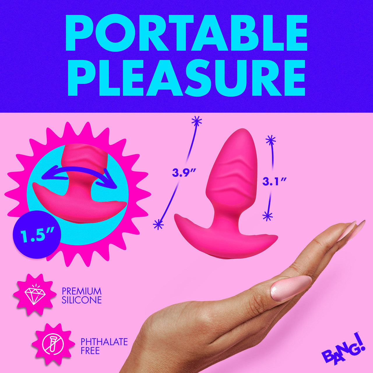 BANG! Rechargeable Rotating & Vibrating Silicone Butt Plug With Remote BANG! Rechargeable Rotating & Vibrating Silicone Butt Plug With Remote