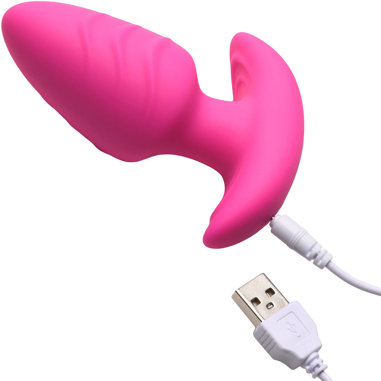 BANG! Rechargeable Rotating & Vibrating Silicone Butt Plug With Remote - Pink