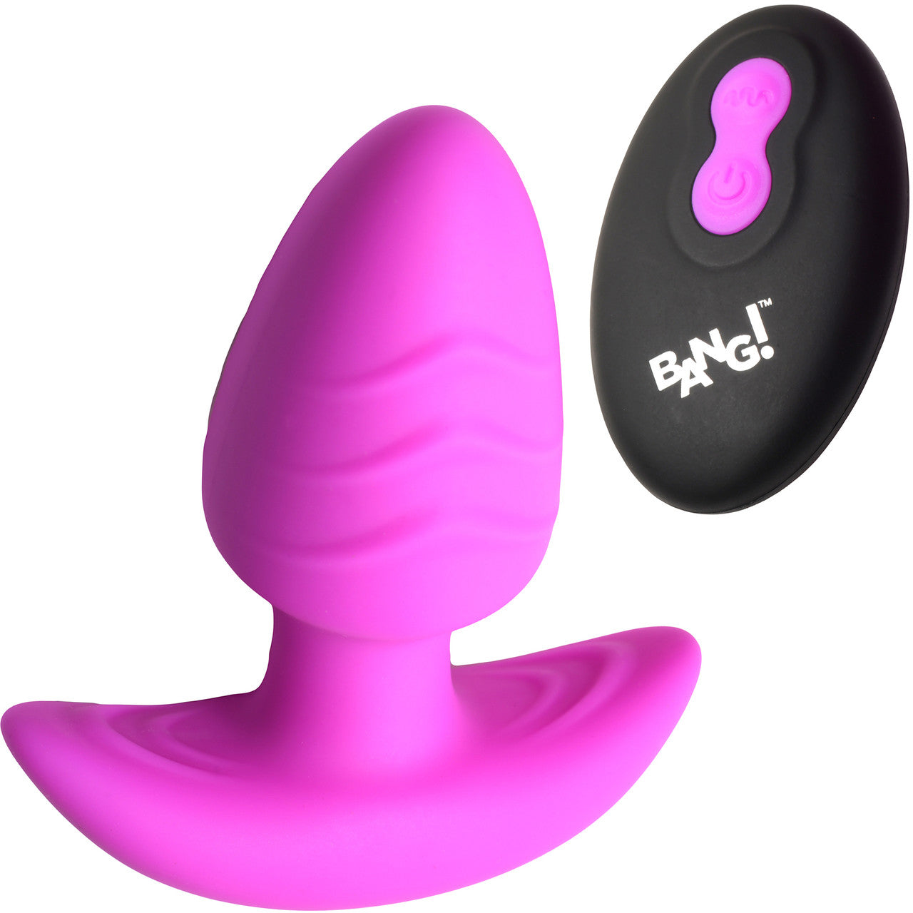 BANG! Rechargeable Rotating & Vibrating Silicone Butt Plug With Remote - Purple