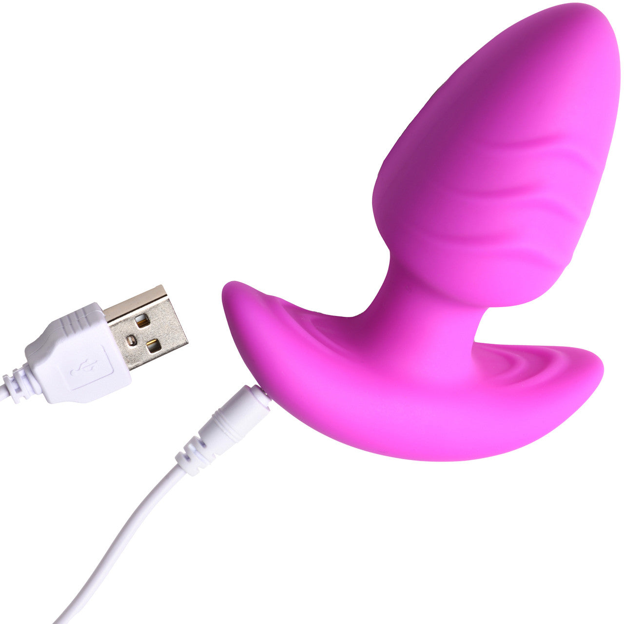 BANG! Rechargeable Rotating & Vibrating Silicone Butt Plug With Remote - Purple