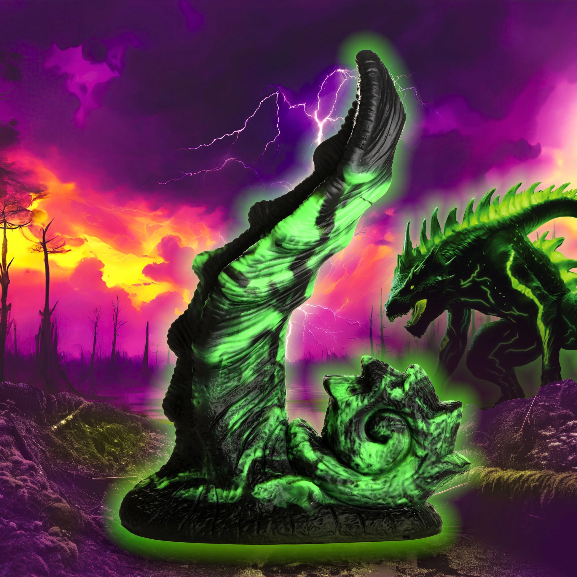Glowzilla Glow-in-the-Dark 7.8" Silicone Suction Cup Dildo By Creature Cocks