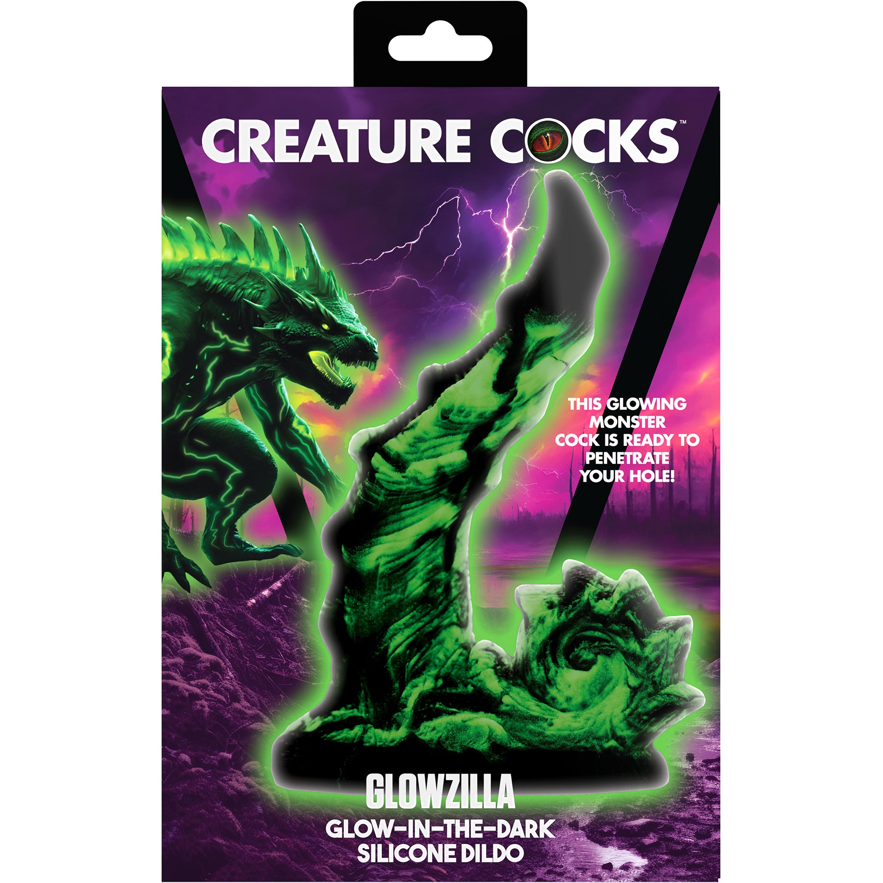 Glowzilla Glow-in-the-Dark Silicone Suction Cup Dildo By Creature Cocks