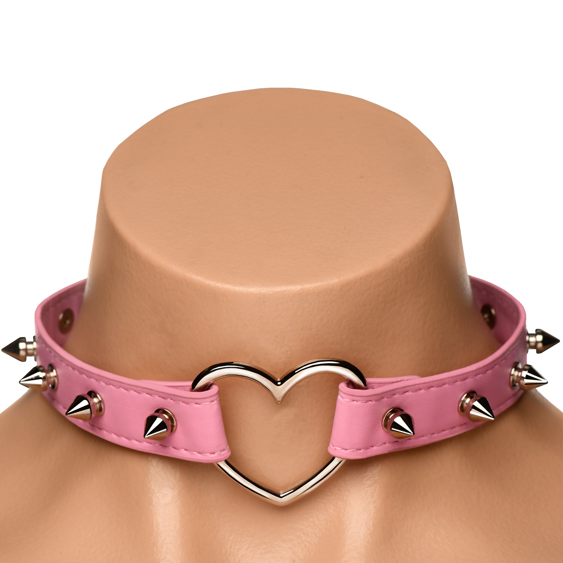 Master Series Spiked Heart Choker - Pink