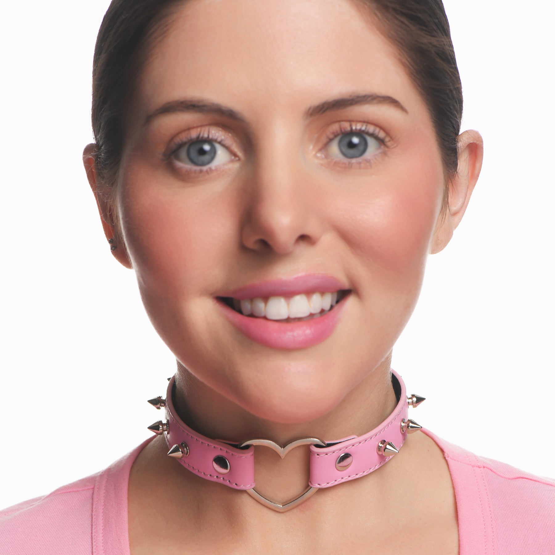 Master Series Spiked Heart Choker - Pink