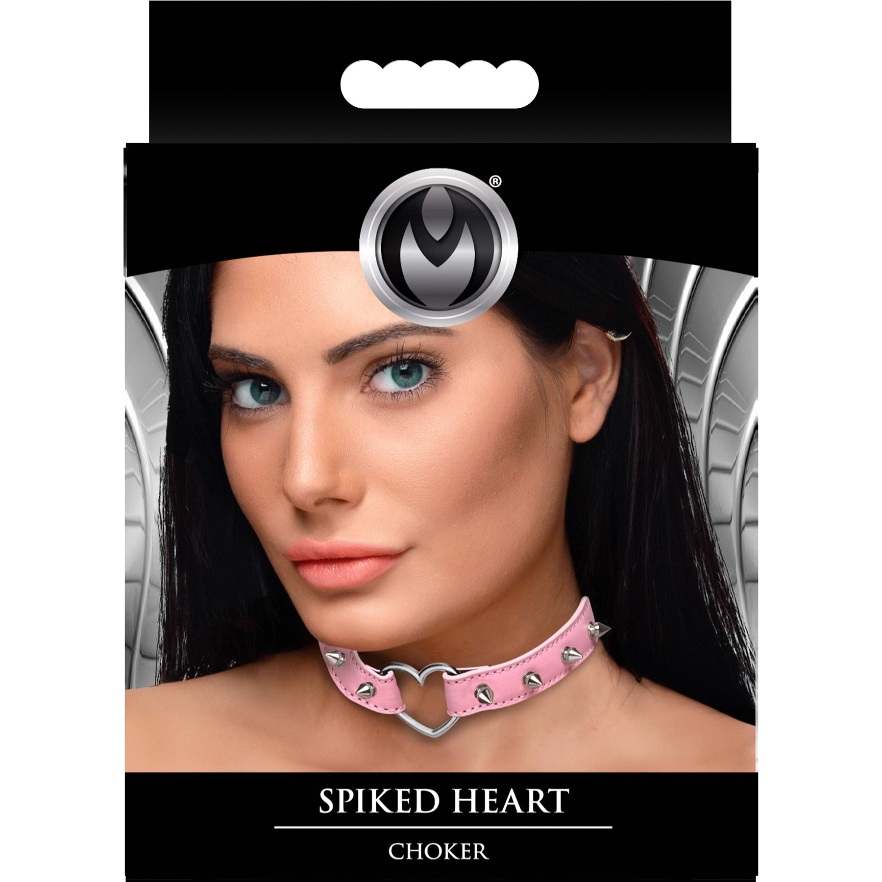 Master Series Spiked Heart Choker - Pink