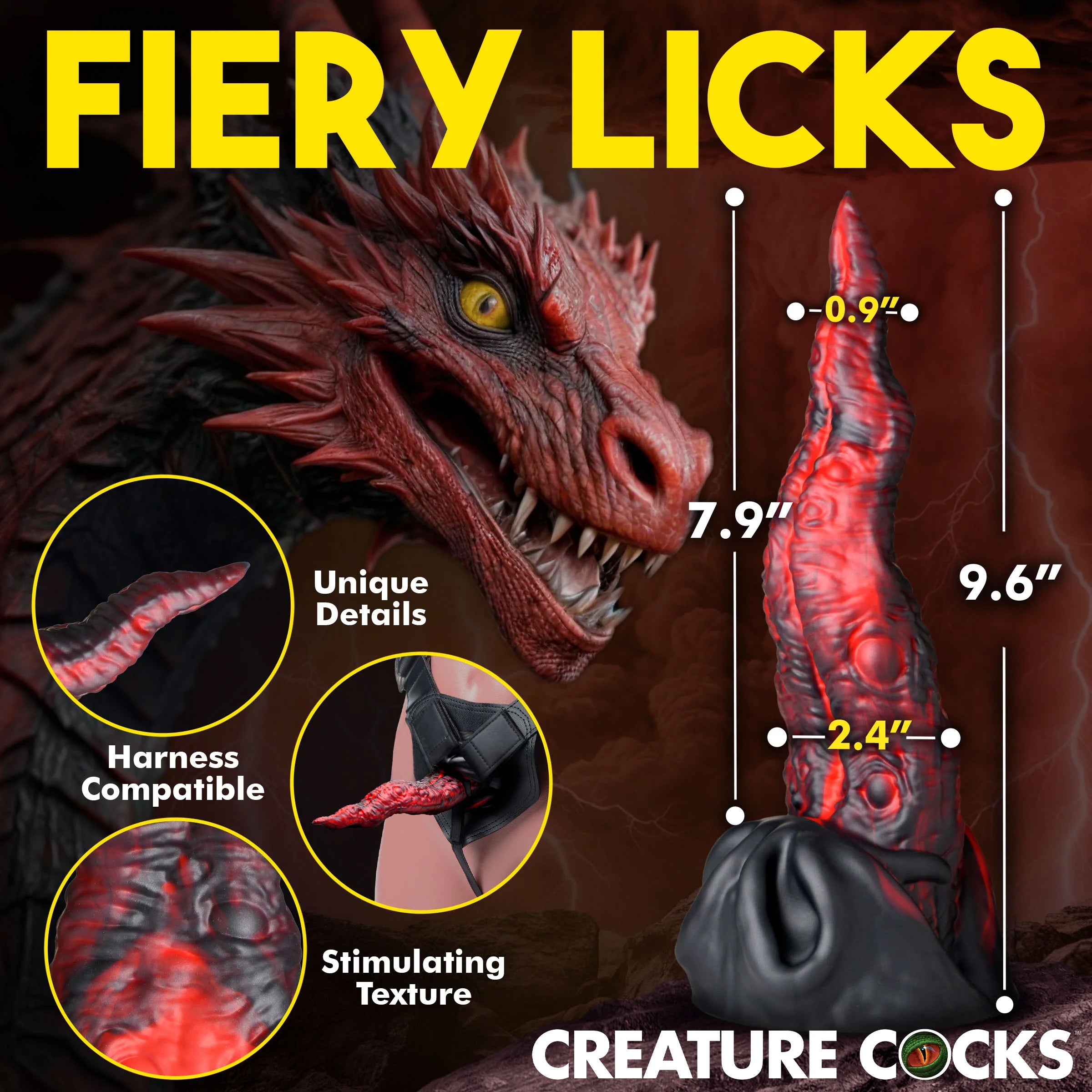 Dragon Tongue 9.6" Silicone Suction Cup Dildo By Creature Cocks Dragon Tongue 9.6" Silicone Suction Cup Dildo By Creature Cocks