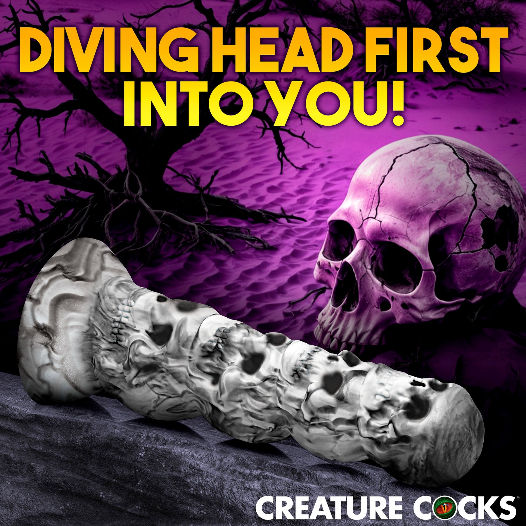 Tower of Doom 7" Stacked Skulls Silicone Fantasy Suction Cup Dildo By Creature Cocks