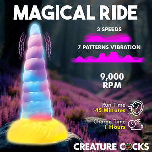 Unicorn Glow-in-the-Dark Vibrating Silicone Dildo With Remote By Creature Cocks