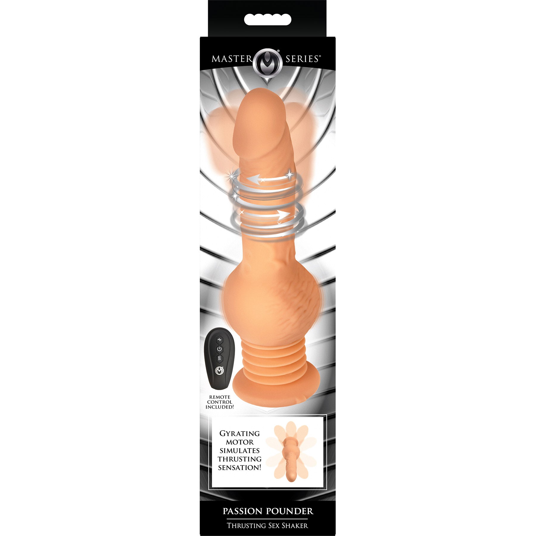 Master Series Passion Pounder Thrusting Sex Shaker - Auto-Thrusting and Gyrating Silicone Dildo