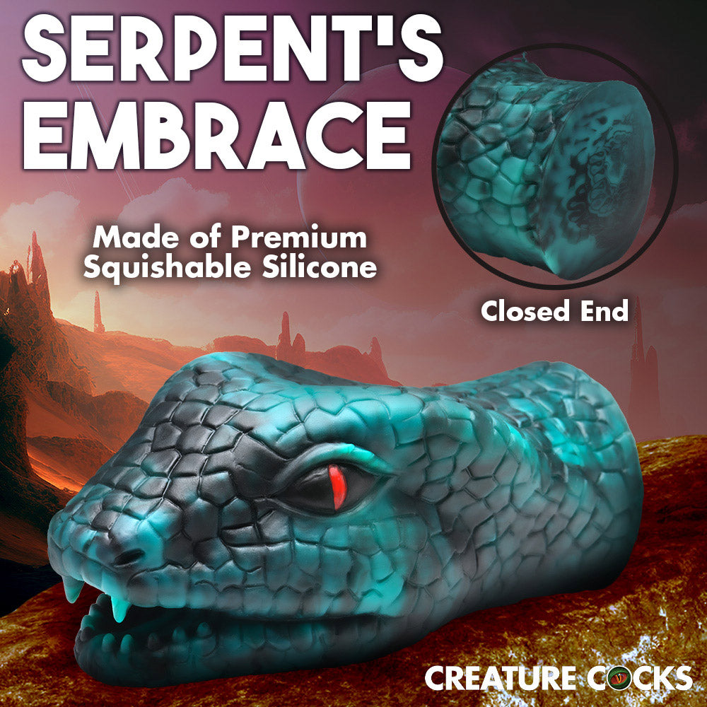 Serpentine Stroker Silicone Masturbator By Creature Cocks - Green