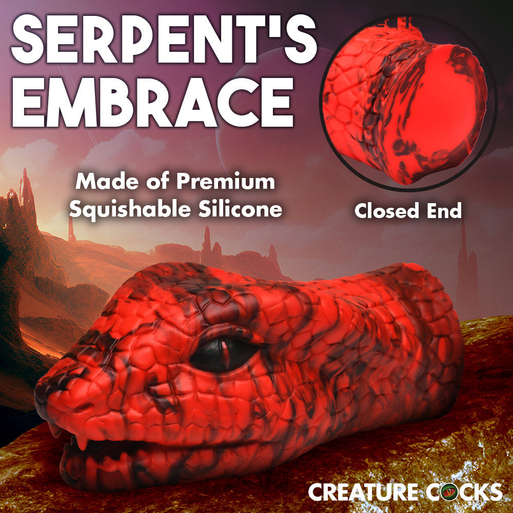 Serpentine Stroker Silicone Masturbator By Creature Cocks - Red