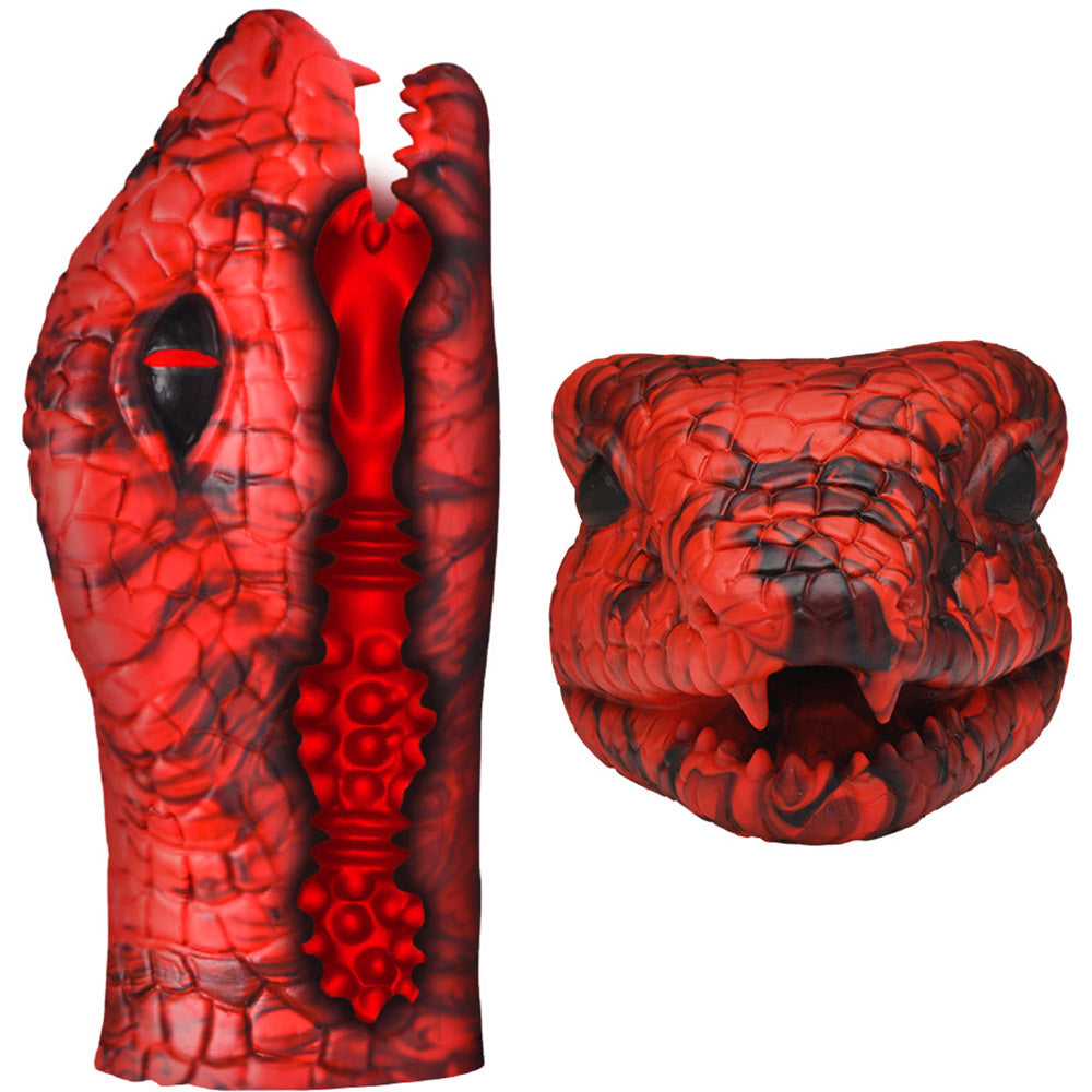 Serpentine Stroker Silicone Masturbator By Creature Cocks - Red