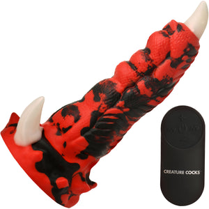 Red Talon Vibrating Rechargeable Silicone Dildo With Remote By Creature Cocks