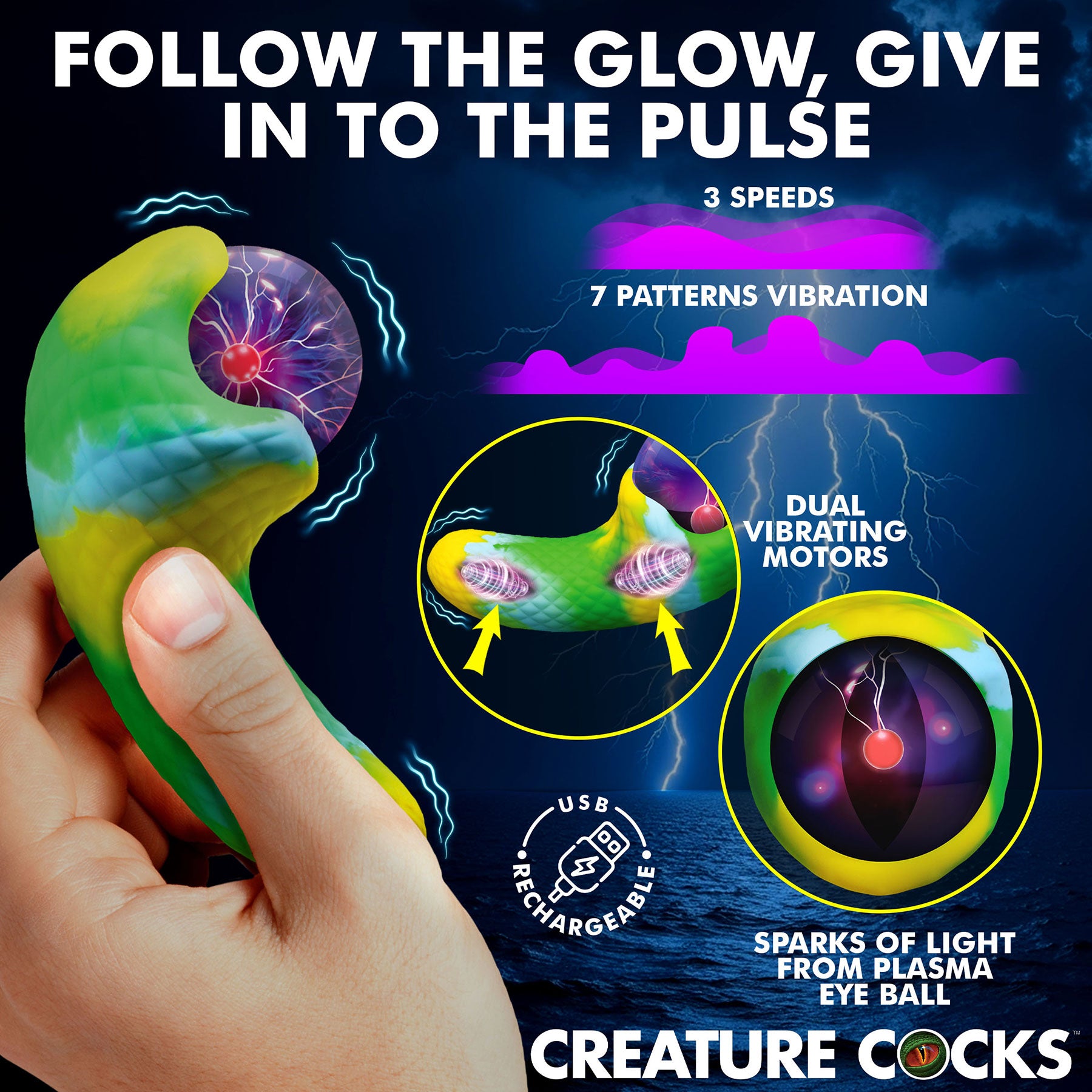 Electric Eye Rechargeable Silicone Plasma Vibrator By Creature Cocks