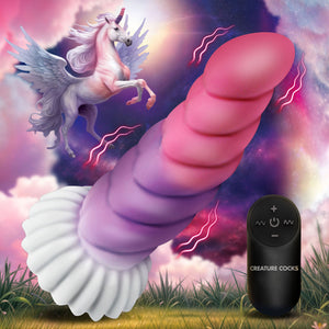 Cloud Rider Unicorn Vibrating 6.4" Silicone Dildo With Remote By Creature Cock