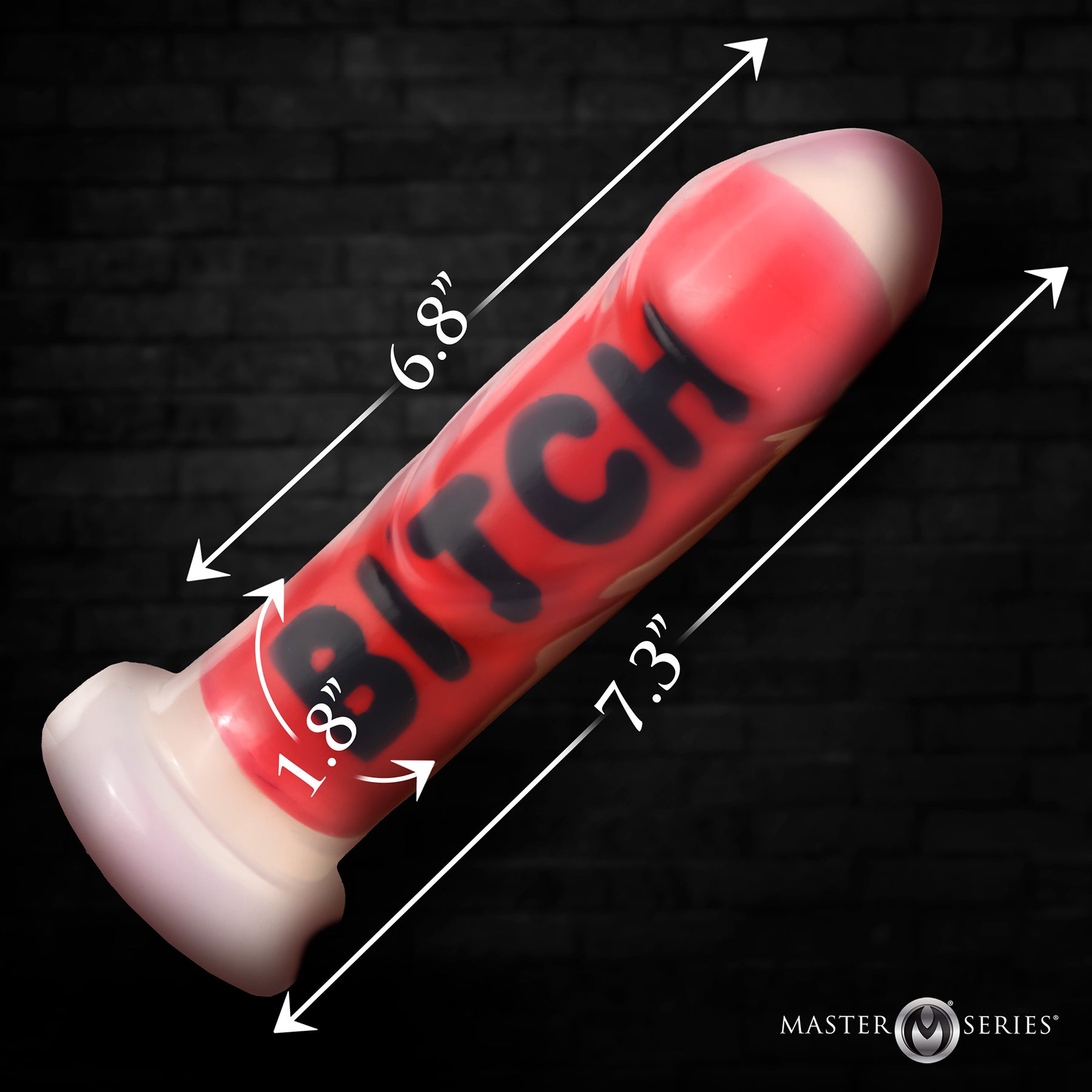 Master Series Explicit Text Silicone Dildo - Bitch
