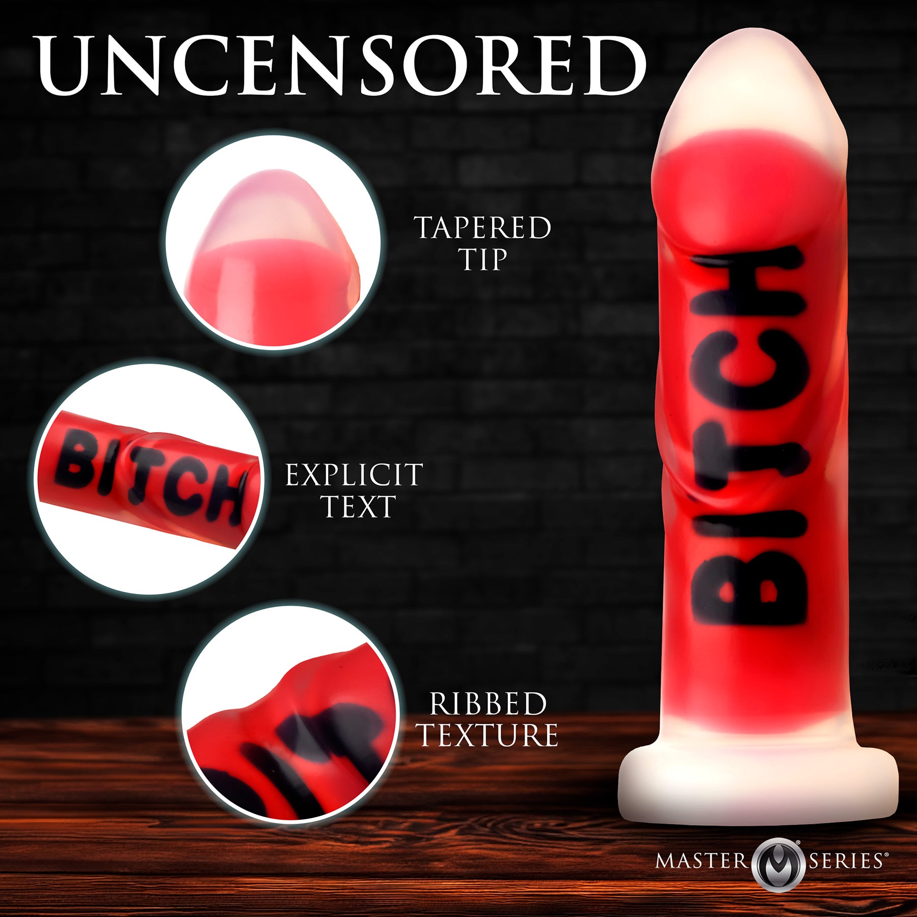 Master Series Explicit Text Silicone Dildo - Bitch