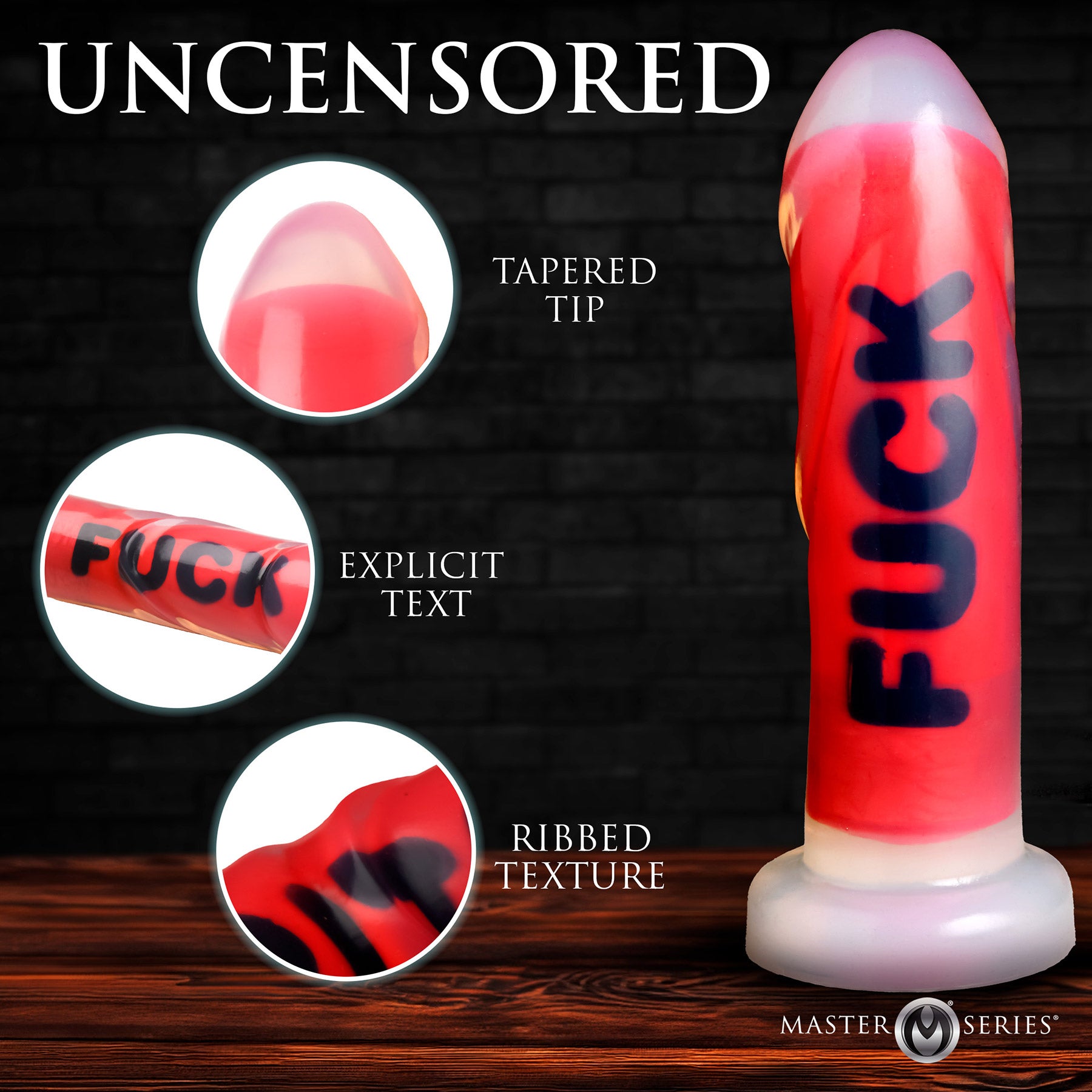 Master Series Explicit Text Silicone Dildo - Fuck