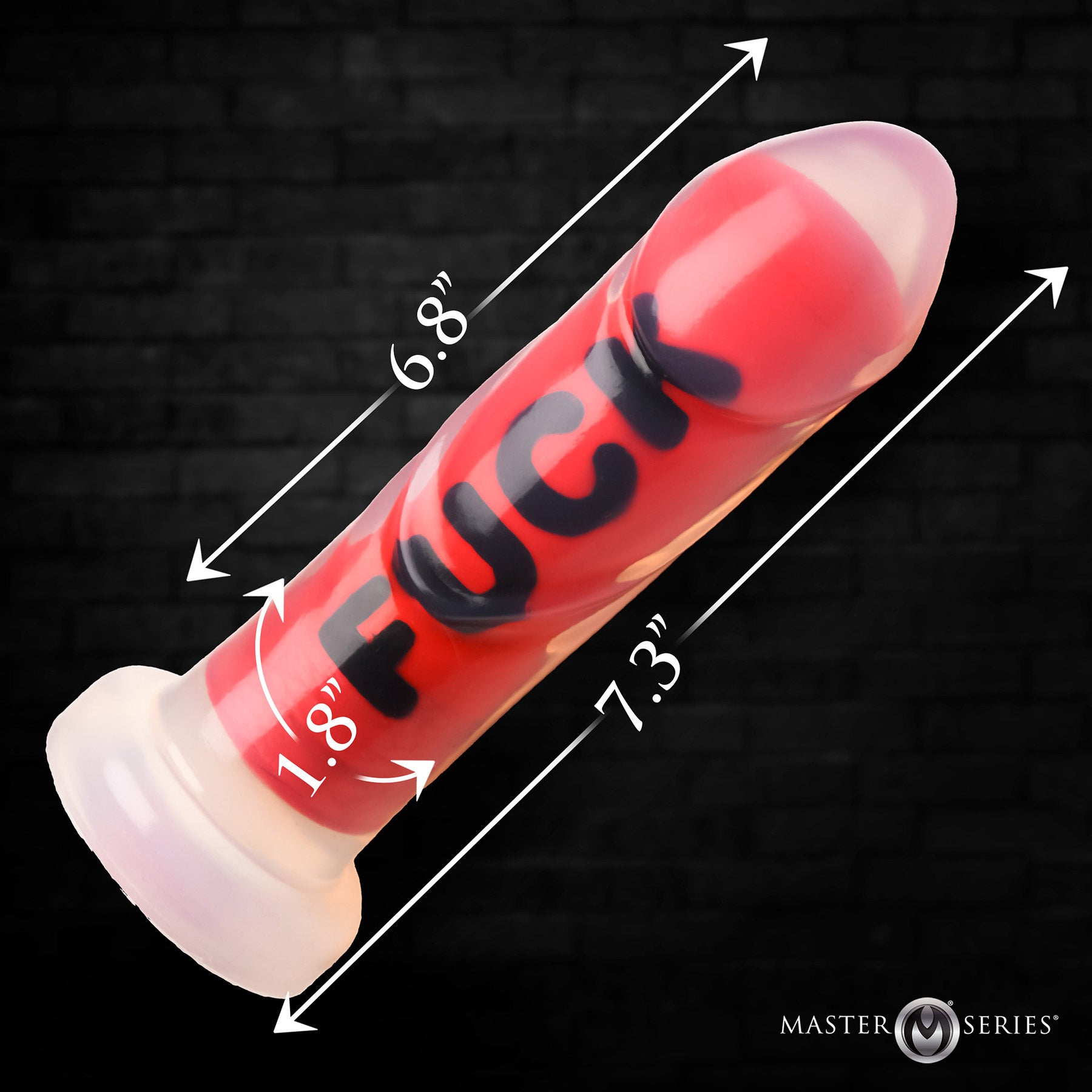 Master Series Explicit Text Silicone Dildo - Fuck