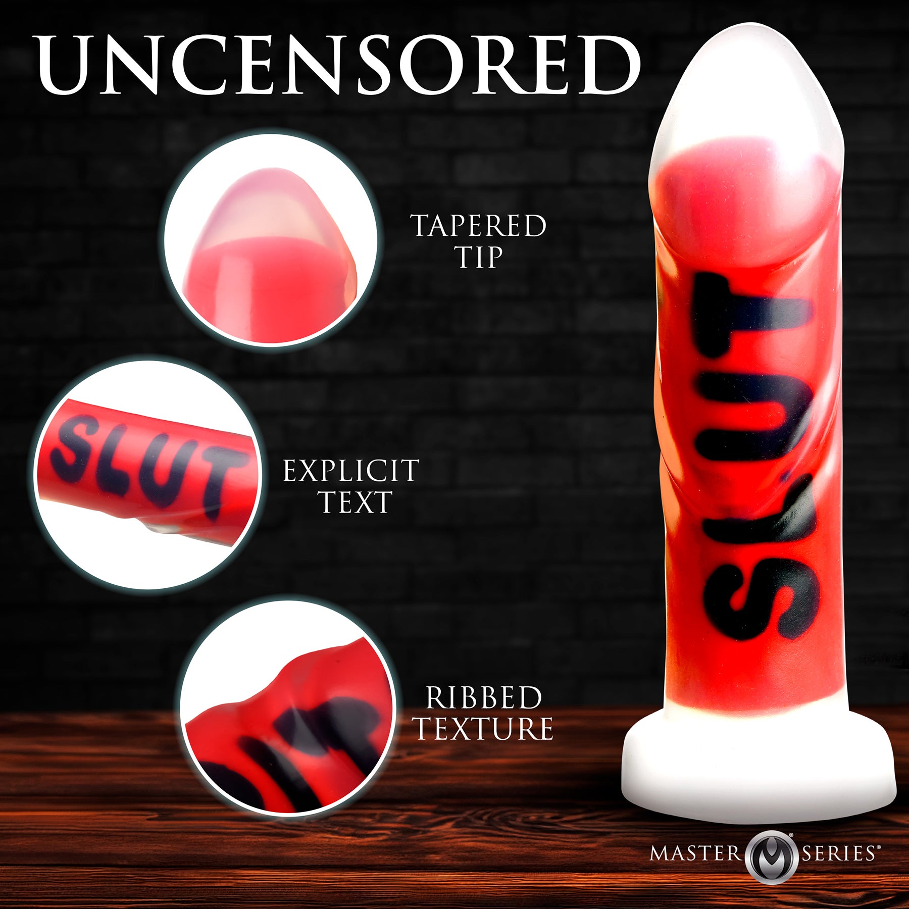 Master Series Explicit Text Silicone Dildo - Slut