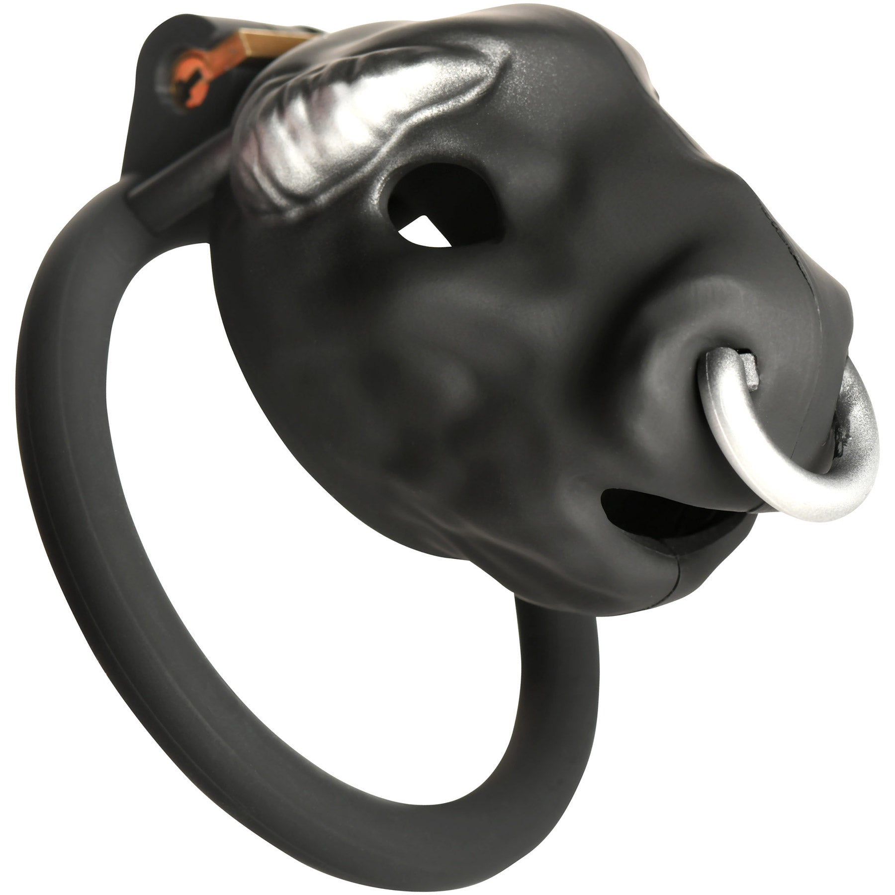 Master Series Bull Chastity Cage With 4 Gradually Sized Rings - Black