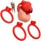 Master Series Bull Chastity Cage With 4 Gradually Sized Rings - Red