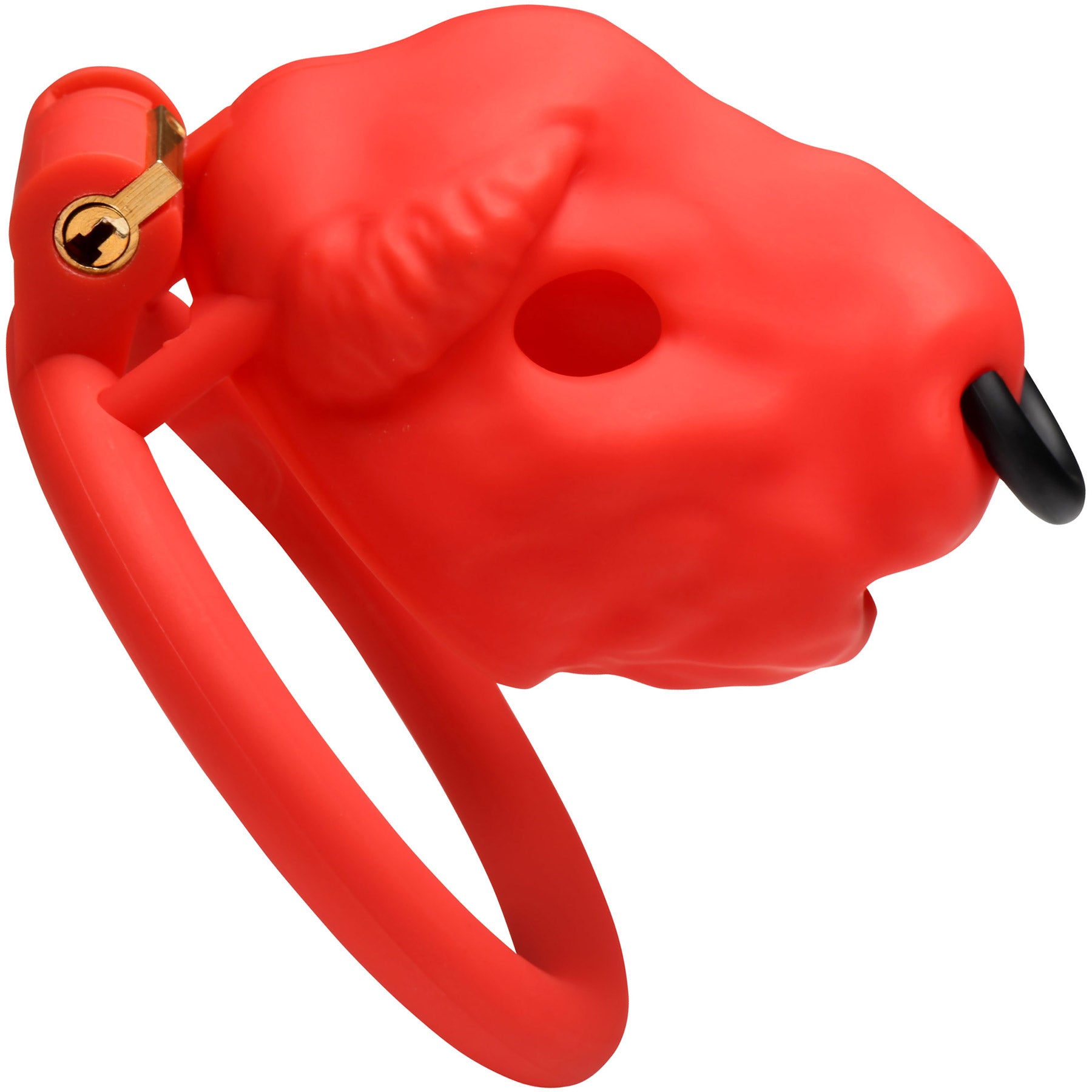 Master Series Bull Chastity Cage With 4 Gradually Sized Rings - Red