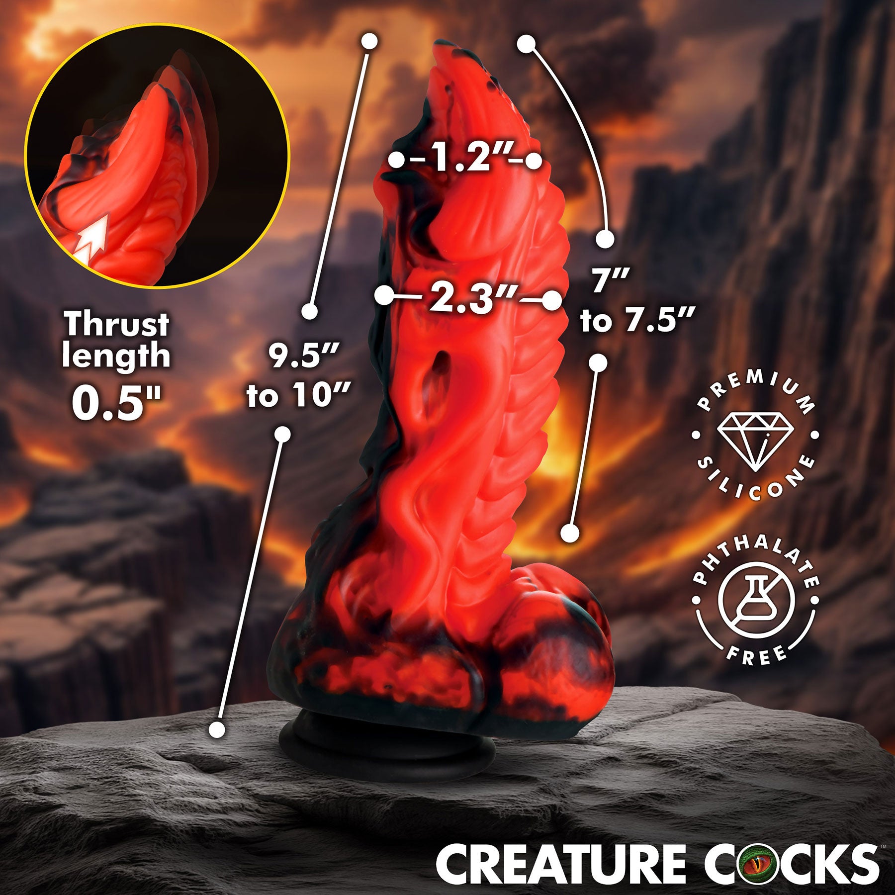 Dragon Thrust 9.5" Thrusting & Vibrating Dildo By Creature Cocks Dragon Thrust 9.5" Thrusting & Vibrating Dildo By Creature Cocks