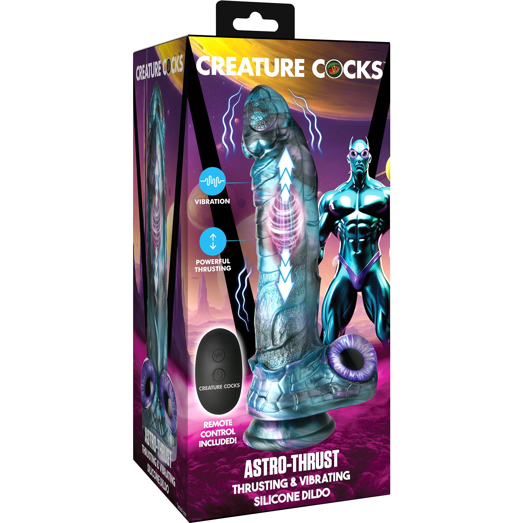 Astro Thrust 8" Thrusting & Vibrating Silicone Suction Cup Dildo With Remote By Creature Cocks