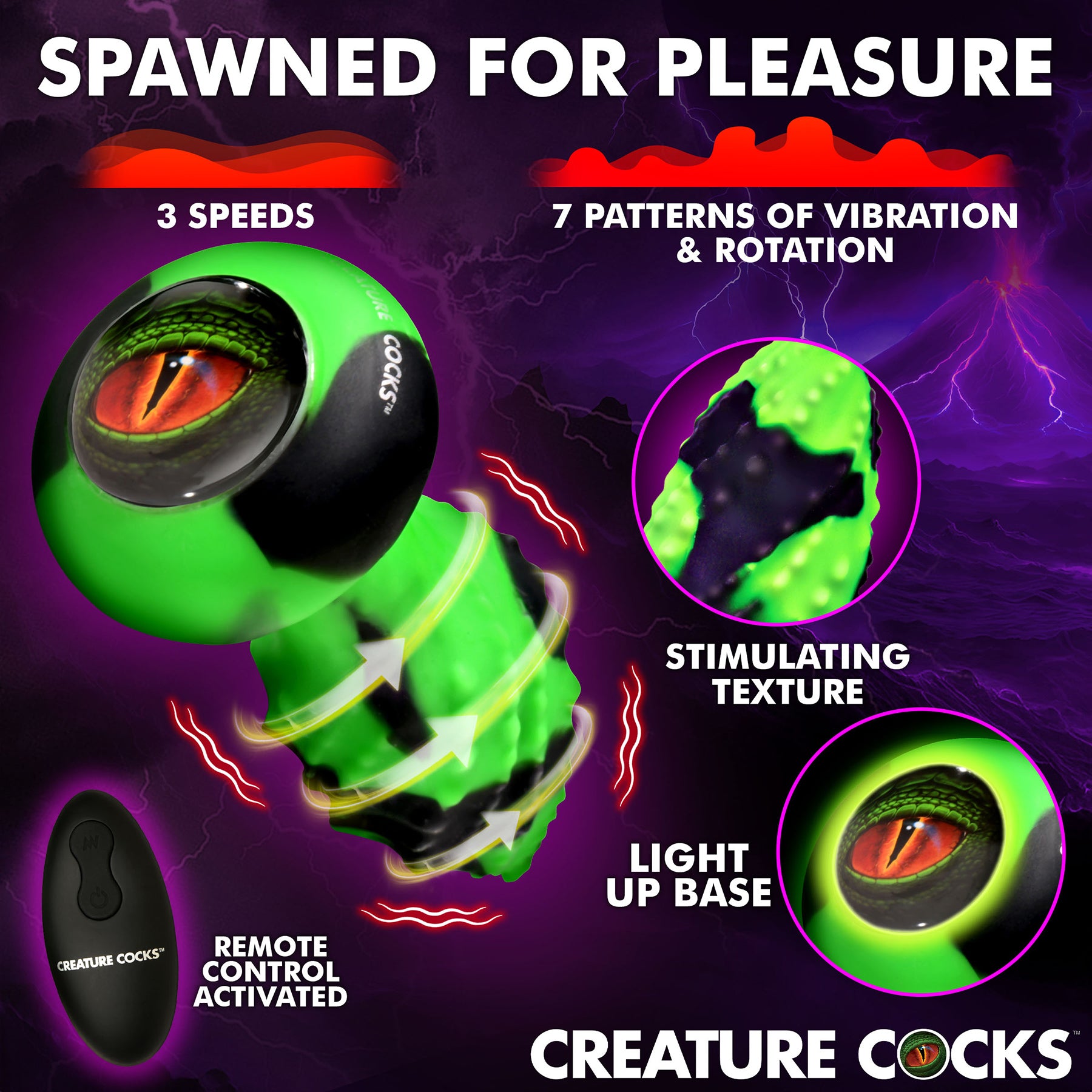 Eye Of The Spawn Vibrating & Squirming Silicone Butt Plug By Creature Cocks