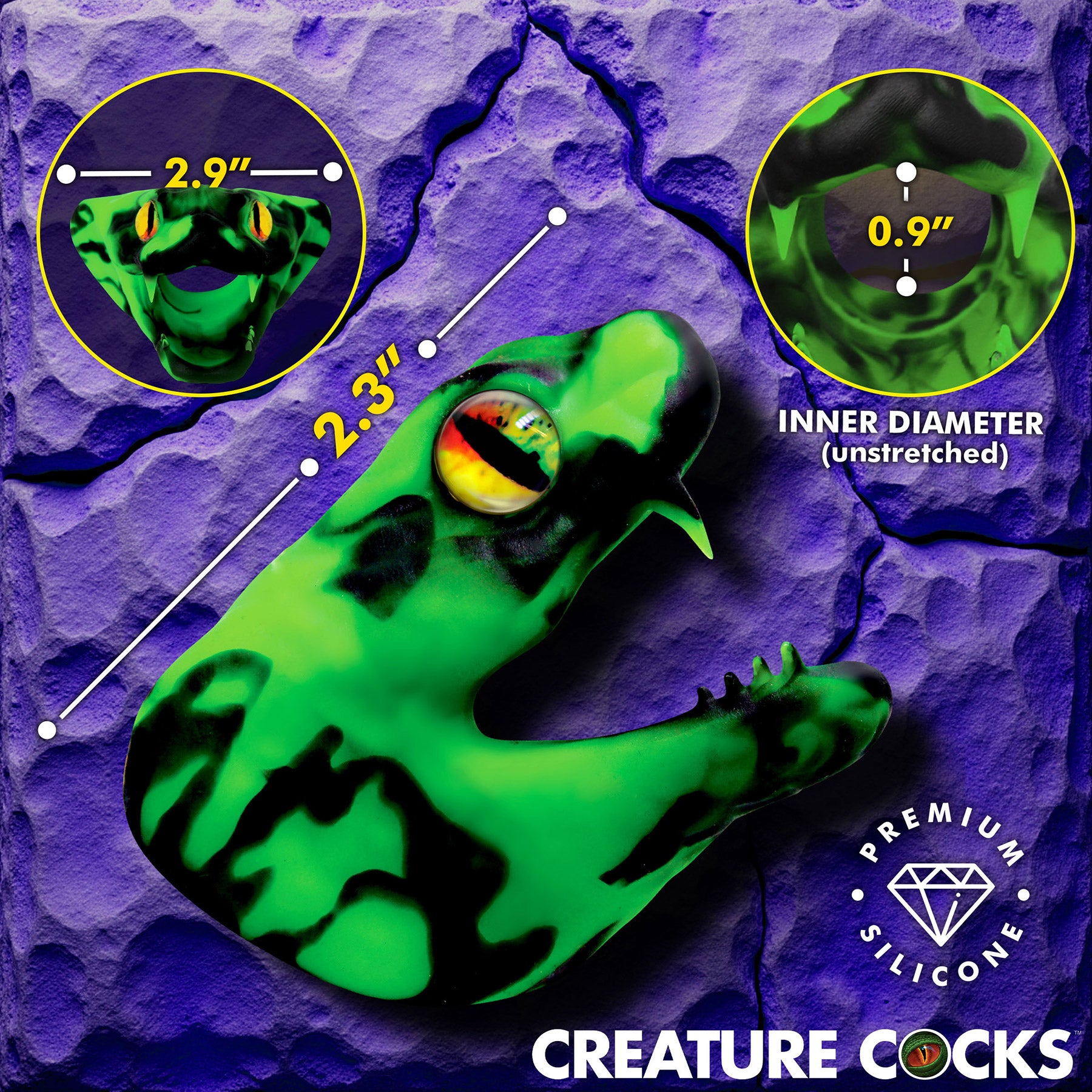 Master Cobra Silicone Cock Ring By Creature Cocks - Green