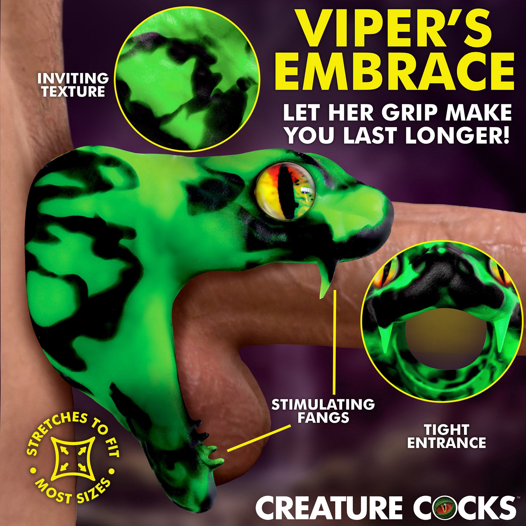 Master Cobra Silicone Cock Ring By Creature Cocks - Green