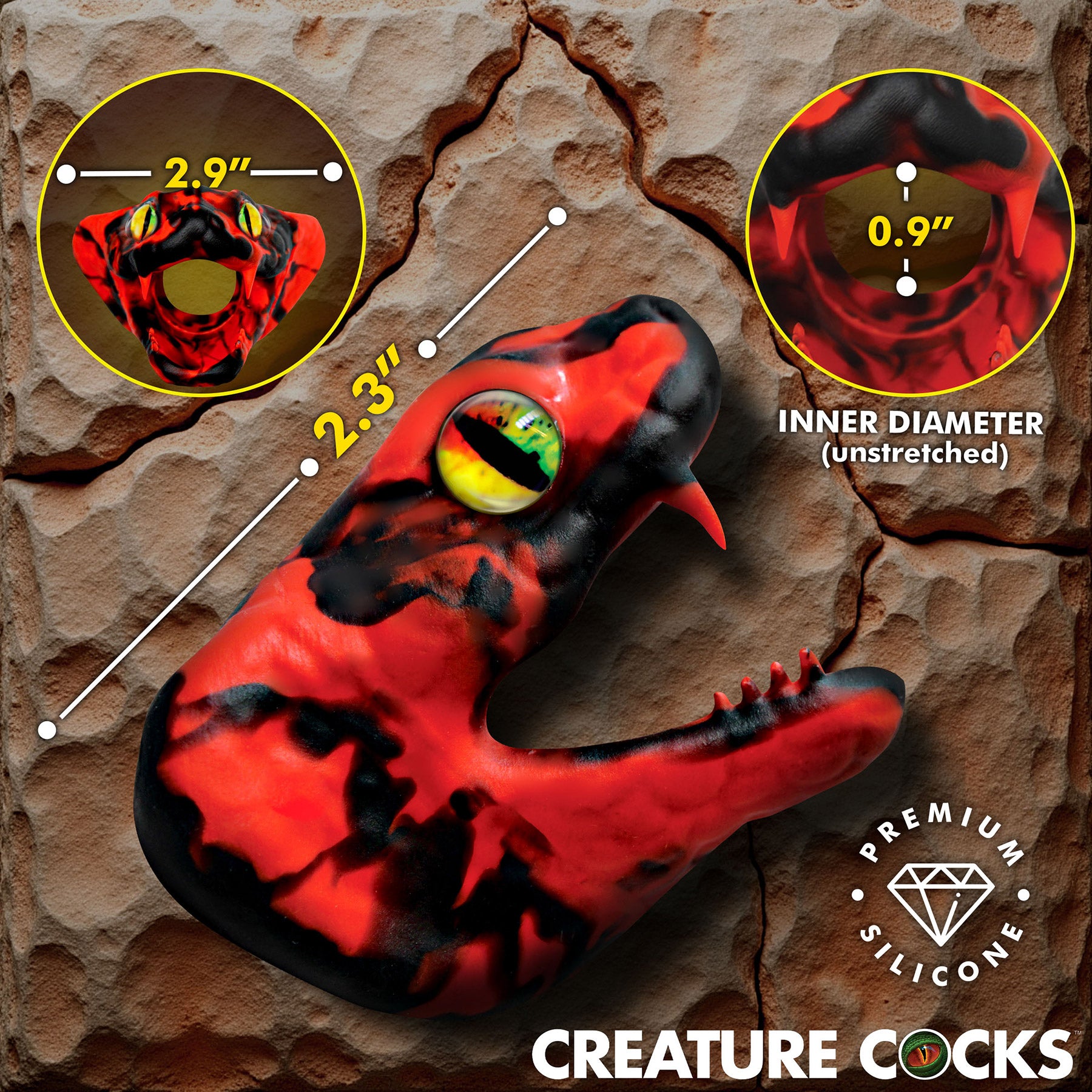Master Cobra Silicone Cock Ring By Creature Cocks - Red
