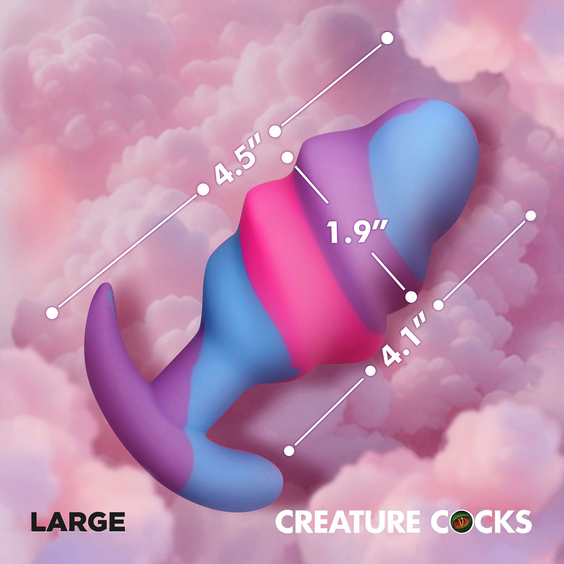 Unicorn Swirl Silicone Butt Plug By Creature Cocks - Large Measurements