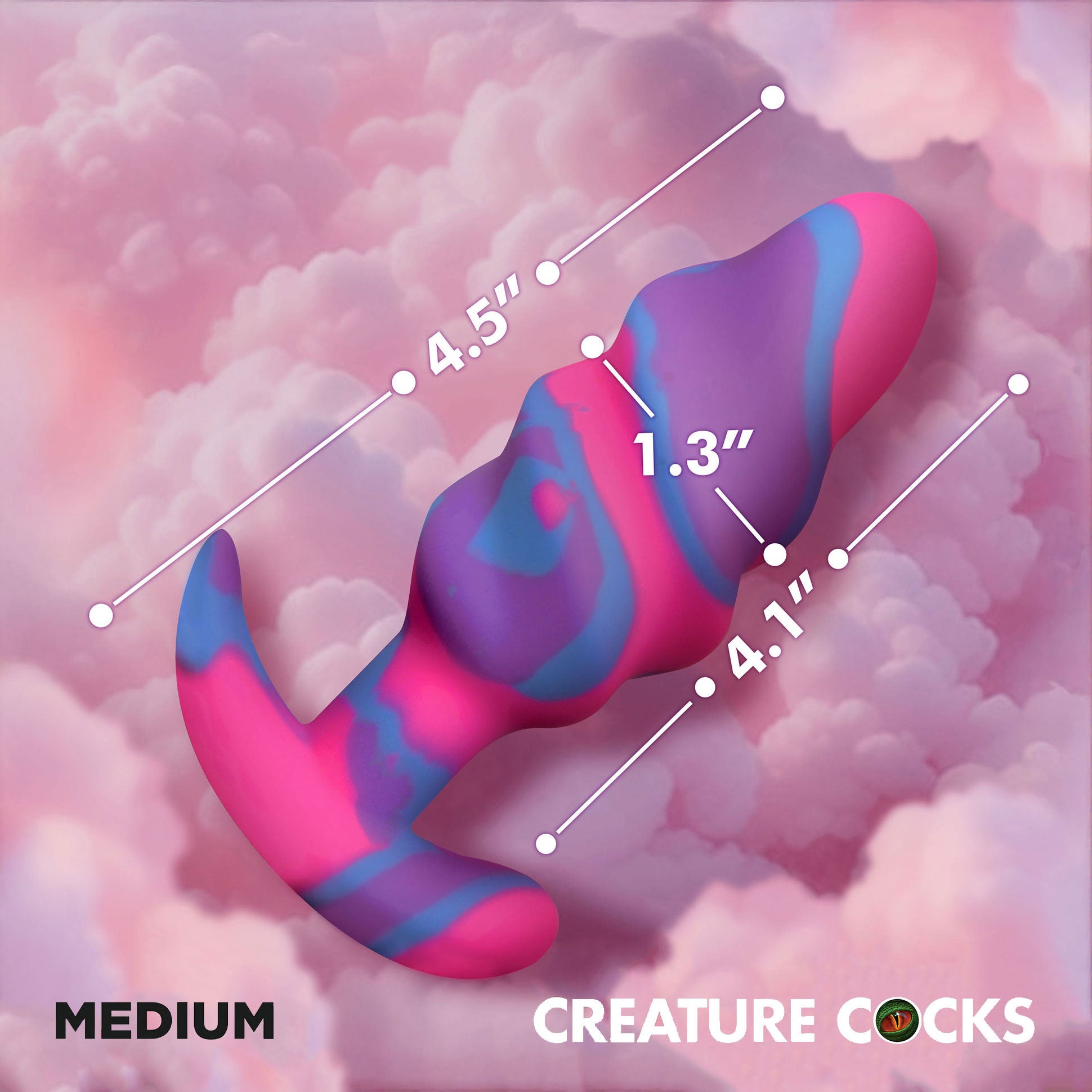 Unicorn Swirl Silicone Butt Plug By Creature Cocks - Medium Measurements