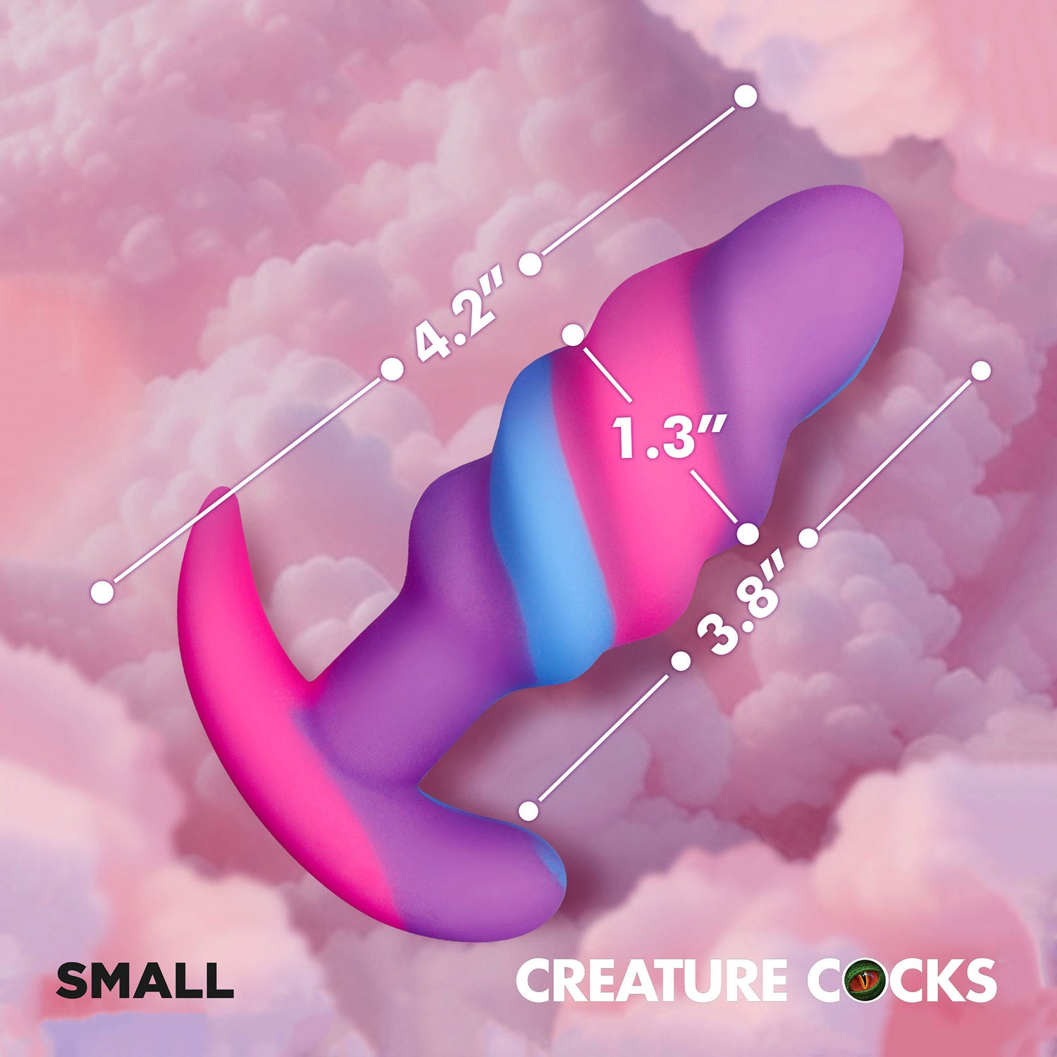 Unicorn Swirl Silicone Butt Plug By Creature Cocks - Small Measurements