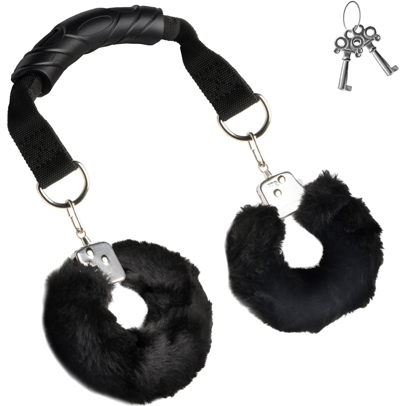 Master Series The Handler Furry Handcuffs With Handle