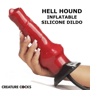 Hell Hound 8" Inflatable Silicone Suction Cup Dildo By Creature Cocks - In Motion