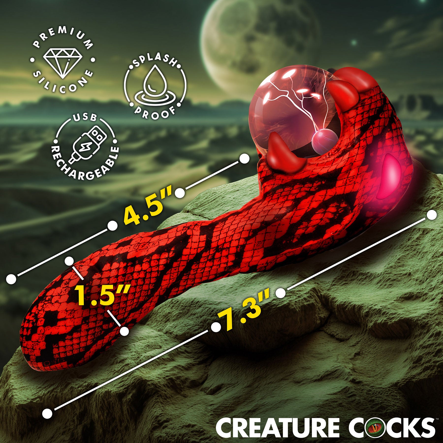 Cobra Rechargeable Silicone Dual Use Plasma Vibrator By Creature Cocks