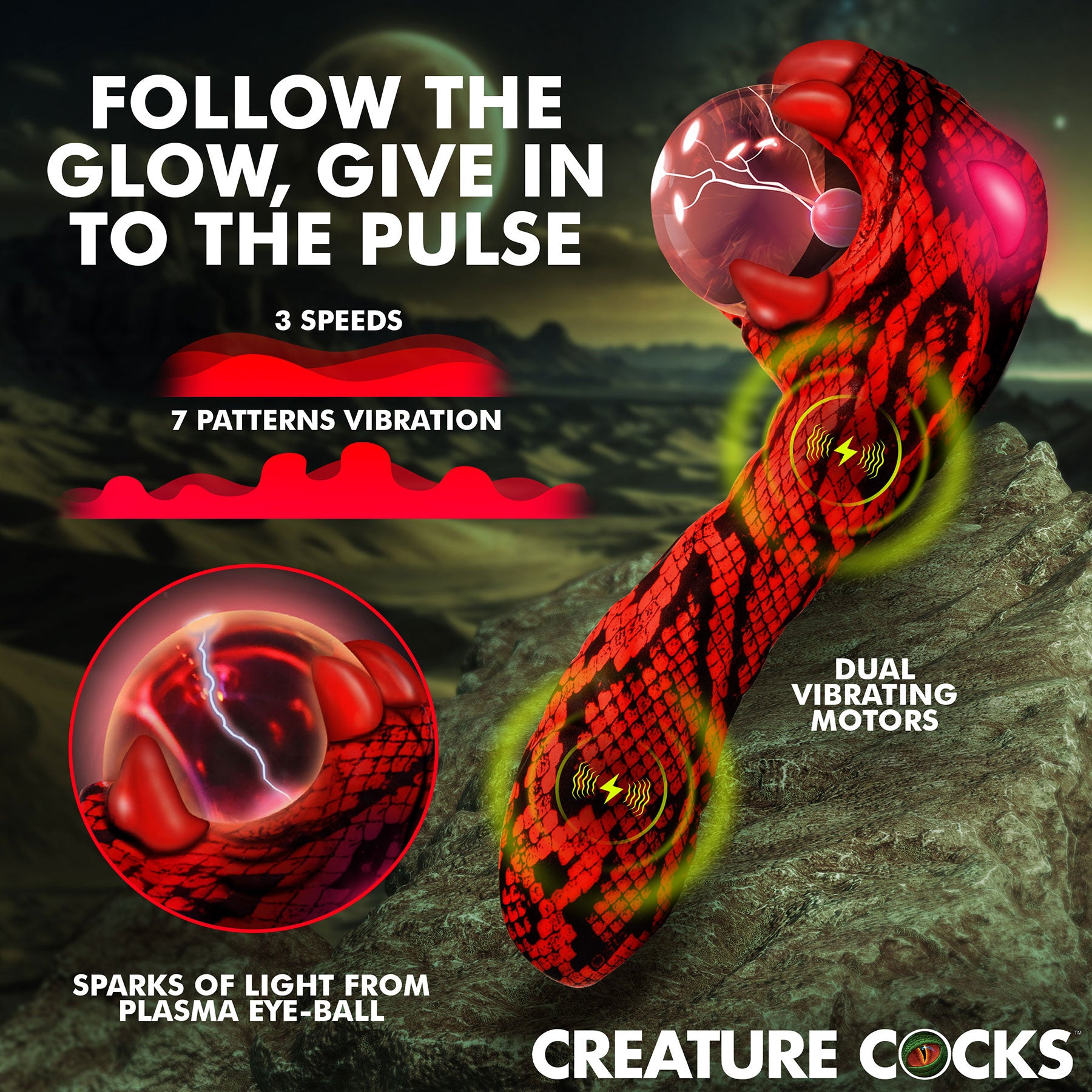Cobra Rechargeable Silicone Dual Use Plasma Vibrator By Creature Cocks