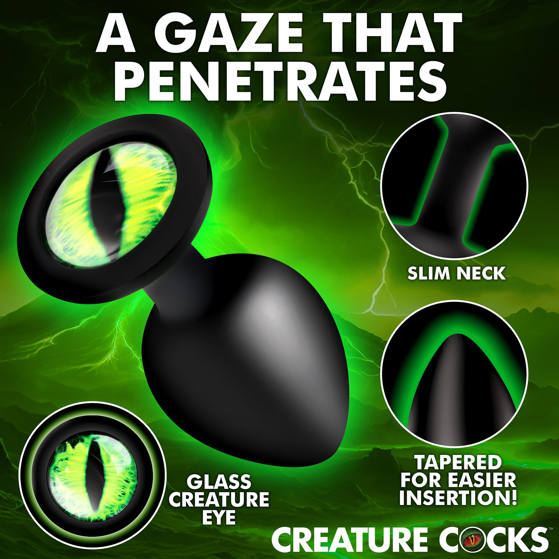Creature Eye Green Eye Silicone Butt Plug By Creature Cocks - Medium