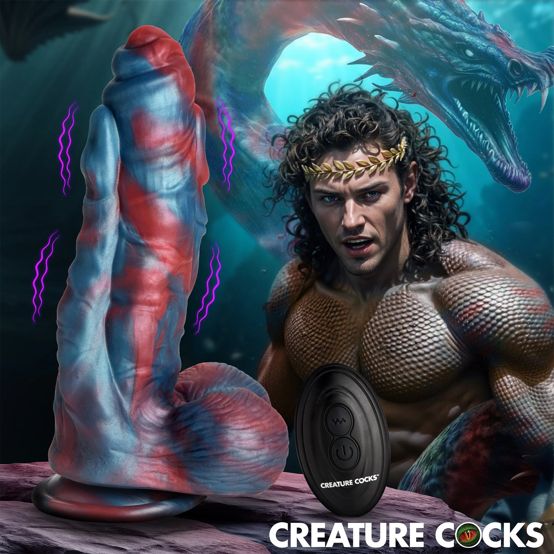 Hydra X 8" Vibrating Silicone Suction Cup Dildo With Remote By Creature Cocks