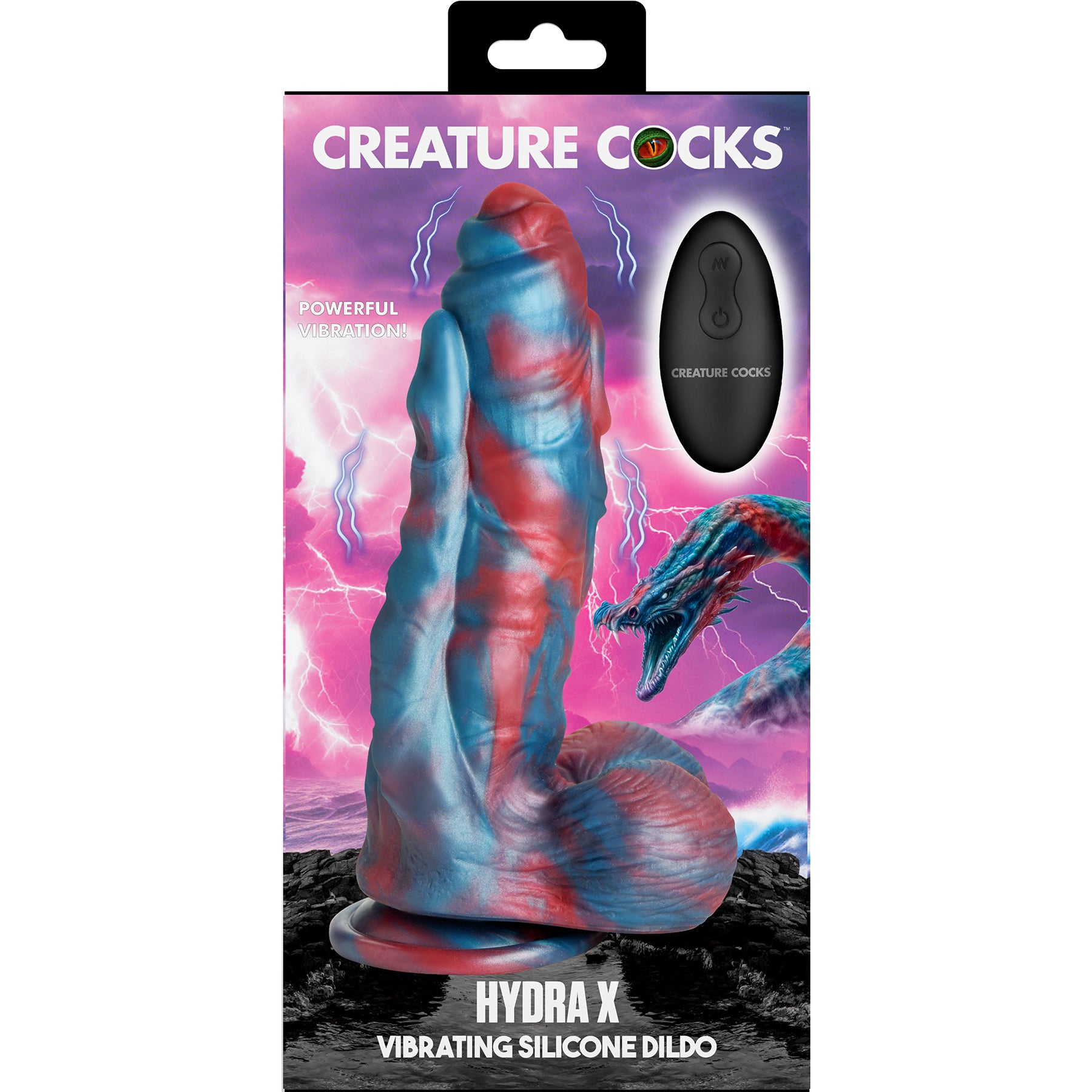 Hydra X 8" Vibrating Silicone Suction Cup Dildo With Remote By Creature Cocks