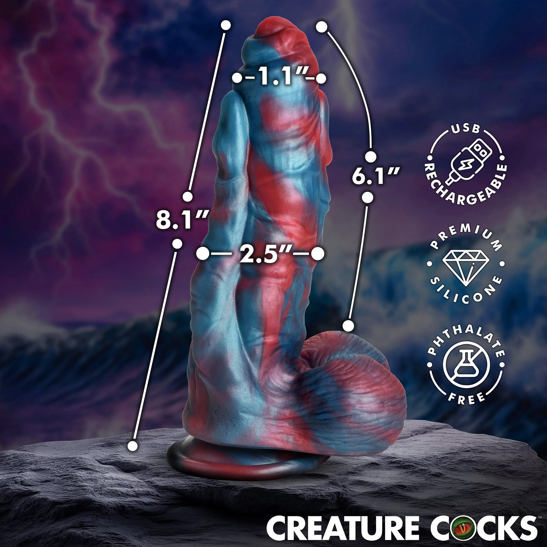 Hydra X 8" Vibrating Silicone Suction Cup Dildo With Remote By Creature Cocks