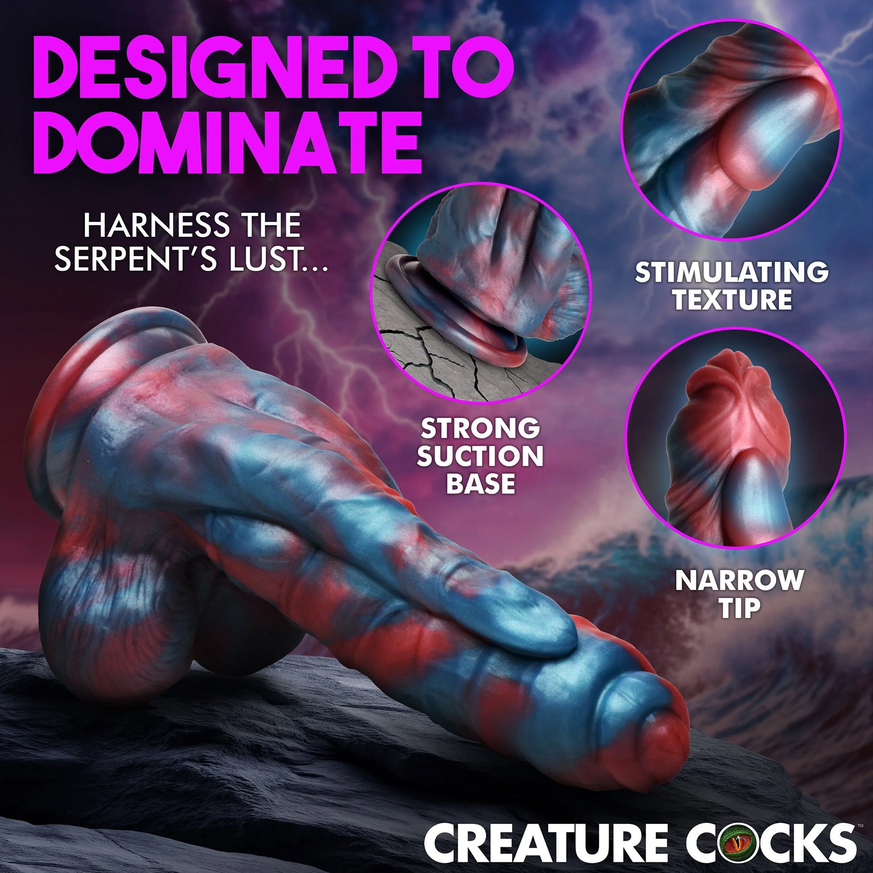 Hydra X 8" Vibrating Silicone Suction Cup Dildo With Remote By Creature Cocks