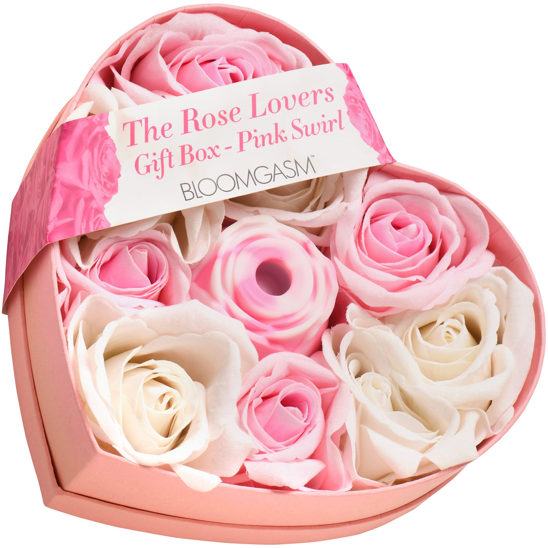 Bloomgasm The Rose Pressure Wave Stimulator Lover's Gift Box - Pink With White Swirls