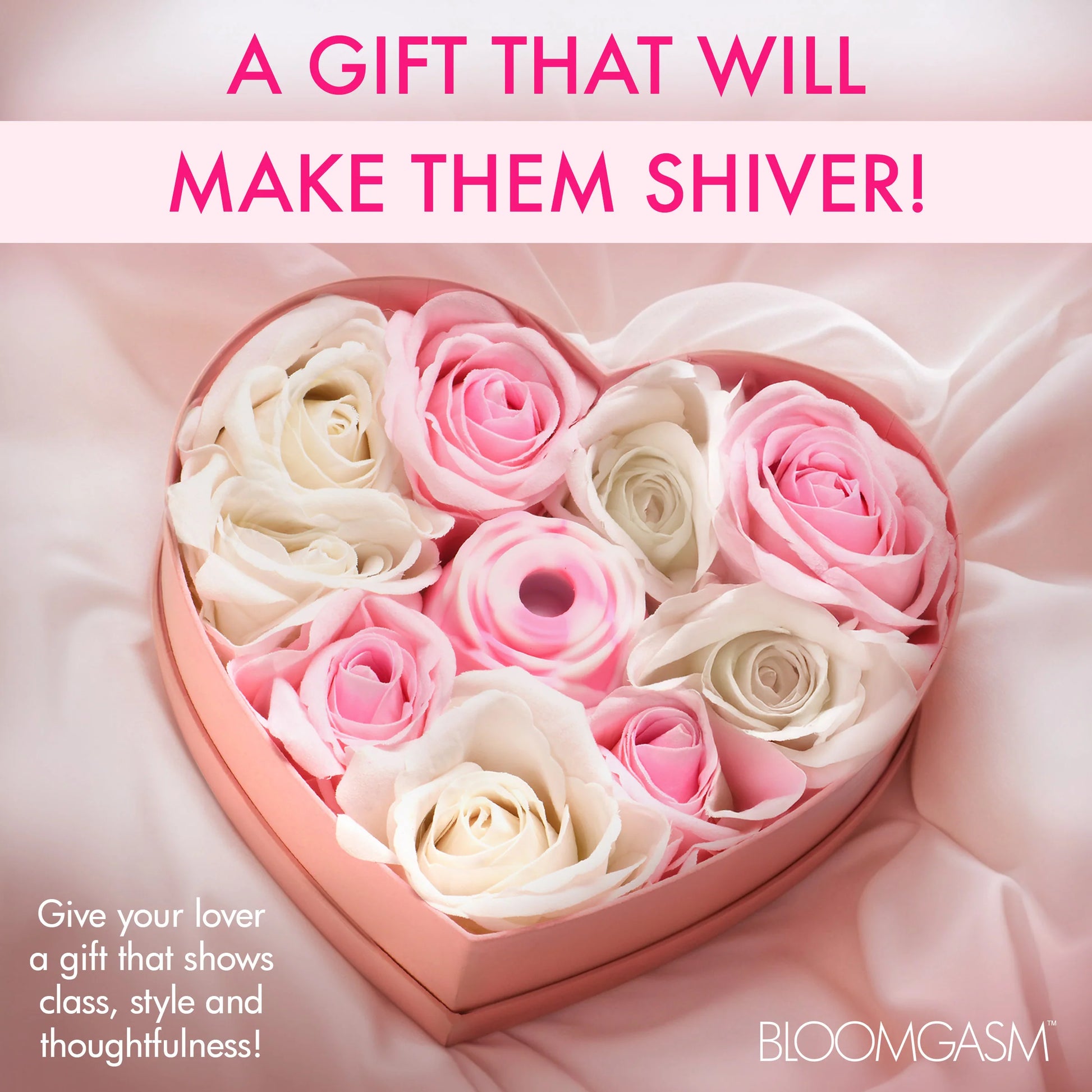 Bloomgasm The Rose Pressure Wave Stimulator Lover's Gift Box - Pink With White Swirls