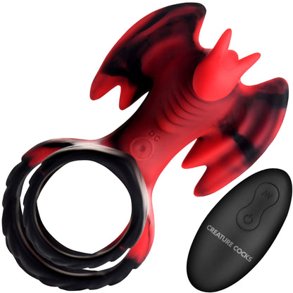 Dragon Flight Vibrating Silicone Cock Ring With Remote By Creature Cocks