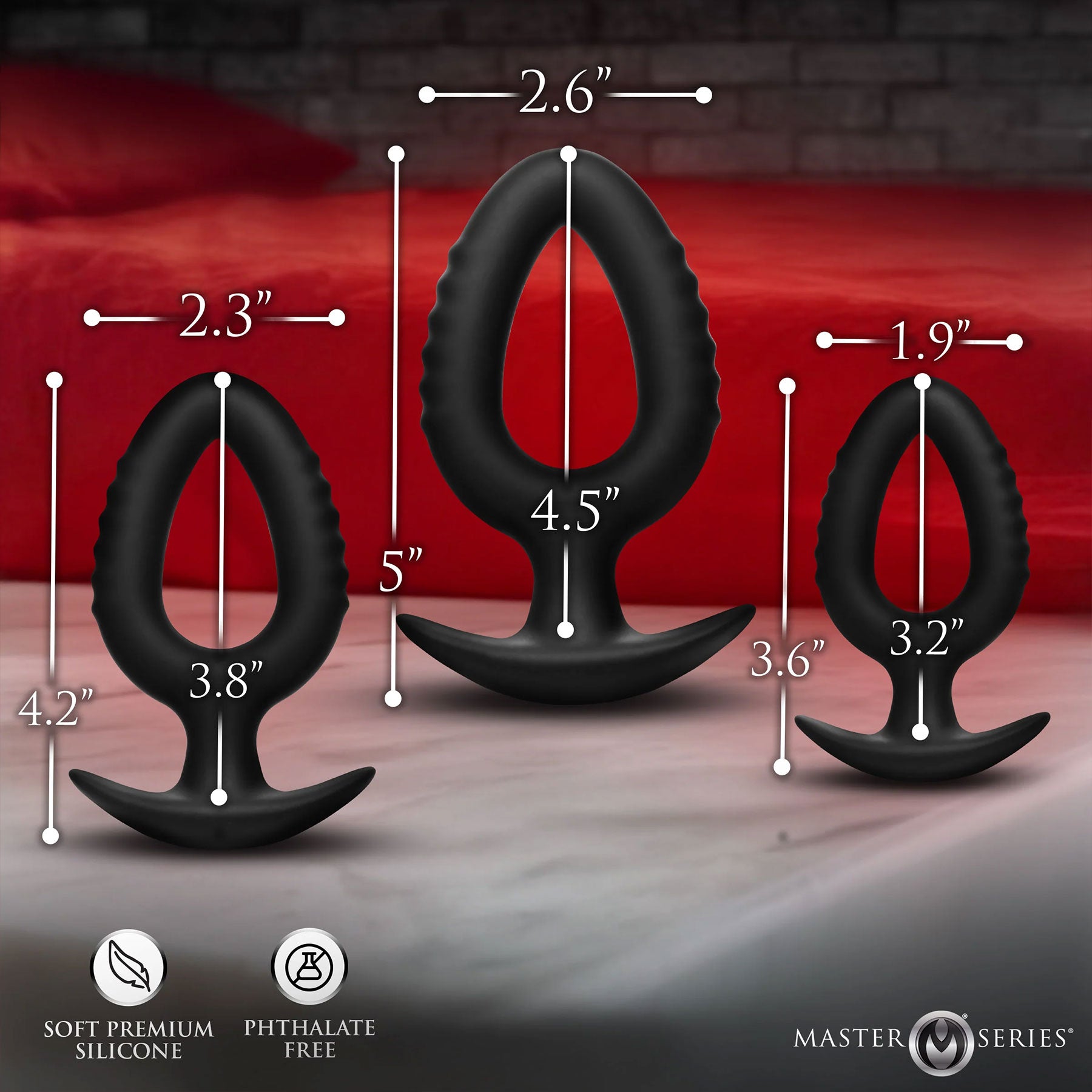 Master Series Pop Plugs 3 Piece Hollow Silicone Anal Trainer Set