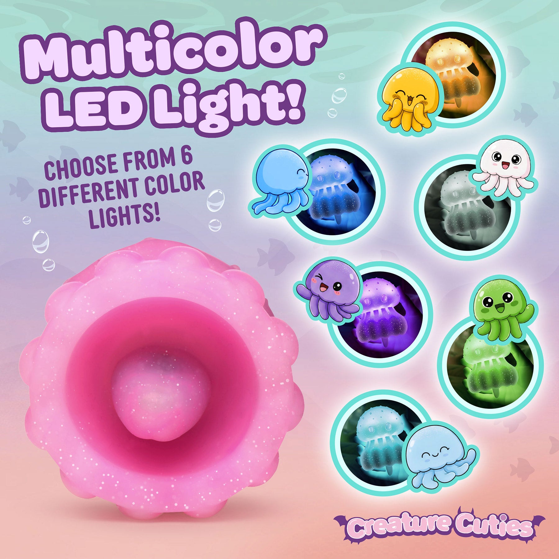 Creature Cuties Glow Jelly Licking & Vibrating Rechargeable Silicone Stimulator